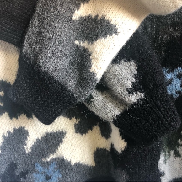 Minkha 100% Alpaca Wool Handmade Handknit Floral Knit Longsleeve Sweater - Picture 7 of 10